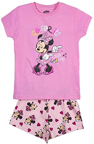 CERDÁ LIFE'S LITTLE MOMENTS Parte Superior Minnie Mouse Algodon 100% de 2 Piezas [ Camiseta + Pantalon Pijama Niña ] -Licencia Oficial Disney, Rosa, 3 Years para Niñas