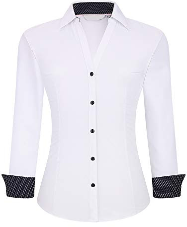 Alex Vando Women's Long Sleeve Dress Shirt Wrinkle Free Stretch Casual Work Blouse Tops