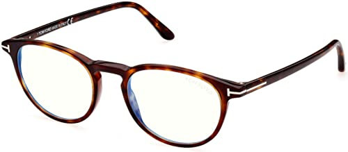 Brille Tom Ford FT 5803 -B 054 Glänzendes Kastanienbraun, t-Logo/blauer Block, türkis, 49 EU