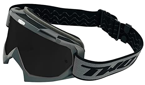 TWO-X Cross-Brille - Motocross Mit Getöntem Schwarz-Grauen Glas - Kratzfeste Motorrad-Brille - Enduro & Downhill - Modell Race - Grau