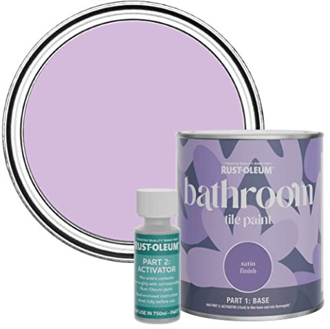 Rust-Oleum Purple Water-Resistant Bathroom Tile Paint in Satin Finish - Violet Macaroon 750ml