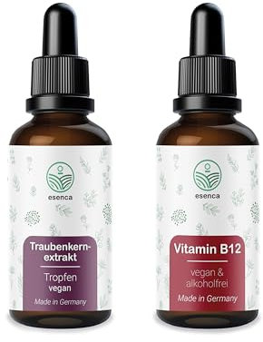 OPC Traubenkernextrakt Tropfen & Vitamin B12 Tropfen - 2x 50 ml - Vegan und Alkoholfrei - Made in Germany - Laborgeprüft