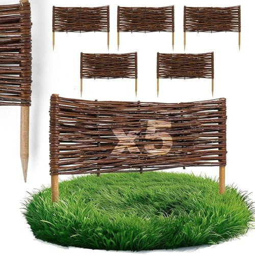 BOGATECO Salice Recinzione di Regno | 60 cm di Lunghezza e 20 cm di Altezza | Perfetto Come Recinzione per Giardini e Laghetti | rangivista per recinzione giardino esterno | 5 Pack