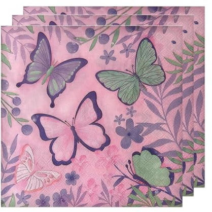 FAINCA 40 Pezzi Tovaglioli Floreali per Primavera, 17x17CM Farfalle Tovaglioli di Carta, Tovaglioli Primaverili In Carta, Estivi Tovaglioli Carta, per Feste In Giardino, Attività Familiari