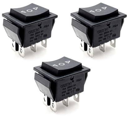 JZK 3 Pulsadores Electricos Interruptores Basculantes de 6 Pines, CA 250 V, Doble Polo (DPDT) 16 A ON-OFF-ON Momentary