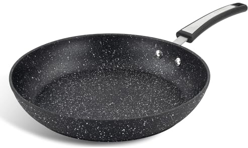 Scoville Xtra 30cm Frying Pan, Large Non Stick Frying Pan, NEVERSTICK Coated, Ergonomic Handle, Suitable for All Hobs, Dishwasher Safe, PFOA Free, Aluminium, Black [Amazon Exclusive]