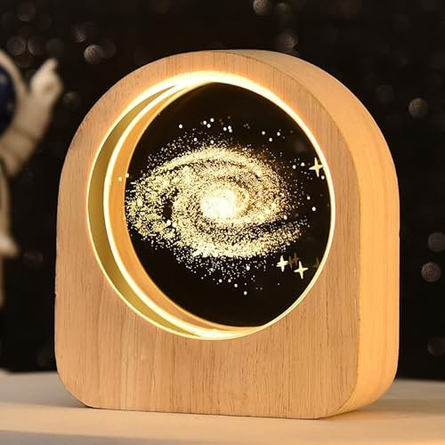 kiimiipa Lampada a sfera di cristallo 3D, luce notturna, USB, per pianeti, sistema solare, luce notturna, astronomia, sistema solare 3D, per decorazione della casa