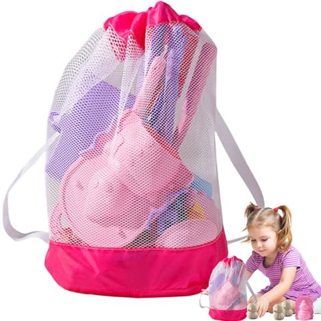 Krujecnt Giochi Sabbia Spiaggia | Set da Viaggio con Secchiello Pieghevole E Borsa A Rete - per Bambini dai 2 Anni Giardino Estivo Piscina Parco Giochi