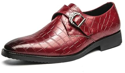 Mocassins pour Hommes, Cuir Microfibre, Chaussures À Enfiler Décontractées Mariage Banquet Et Affaires,Rouge,42 EU