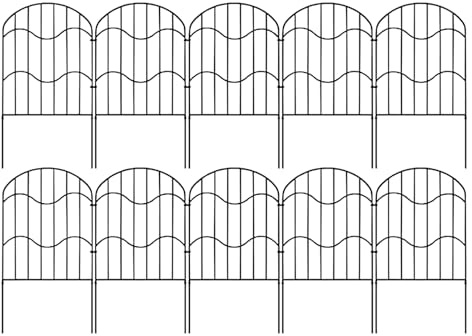 Hitburu Vallas Decorativas | 3.3 M X 33 Cm X 61 Cm Valla Plegable para Bordes De Jardín,10x Valla Temporal para Mascotas Césped Terraza Exterior Parterres Jardinería Paisajismo