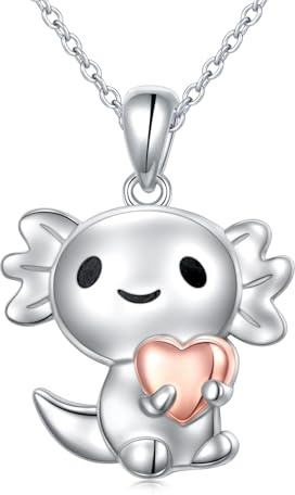 Flyow Axolotl halsband för kvinnor 925 sterlingsilver Axolotl med hjärthänge djursmycke julklappar födelsedagspresenter