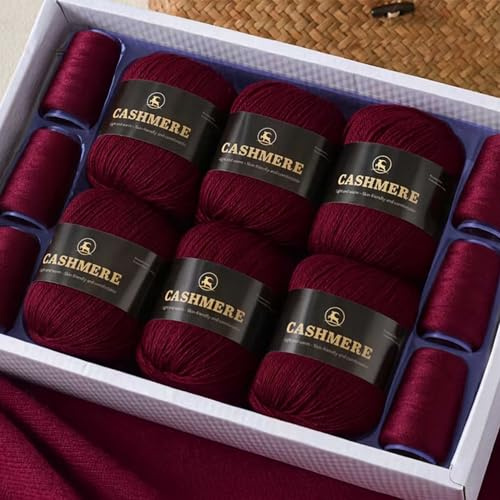 100% filato di cachemire – fucsia – Ultra morbido e caldo filato di lana per lavorare a maglia – 1 set = 6 gomitoli = 300 g – 100% – maglioni fatti a mano, sciarpe, cappelli, guanti abbigliamento