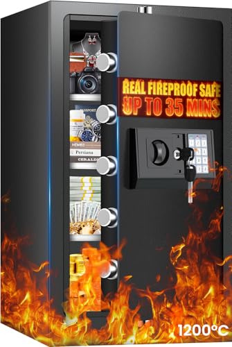 Fireproof Safe for Home 35 Minutes, 7.5 Cu Ft Extra Large Safe Box with Digital Keypad, Heavy Duty Fire Resistant Safe for Documents, Cash, Jewelry & Valuables