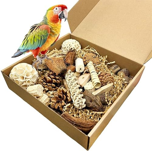 Giocattolo per uccelli in materiale naturale, giocattolo masticabile per pappagalli e parrocchetti, robusto accessorio per gabbia per uccelli, adatto per pappagalli e parrocchetti