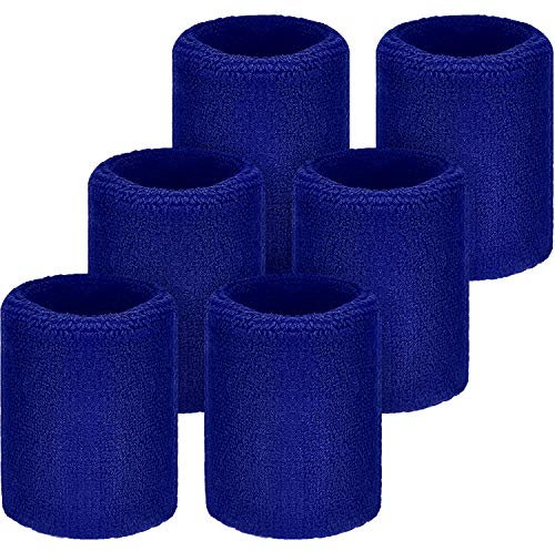 WILLBOND 6 Packung Sport Wristbands Absorbierende Schweißbänder für Fußball Basketball, Leichtathletik (Blau)