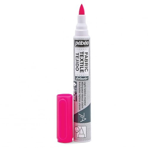 Pébéo 803473 7A - Pennarello per tessuti, punta a pennello, 1 mm, colore: Rosa fluo