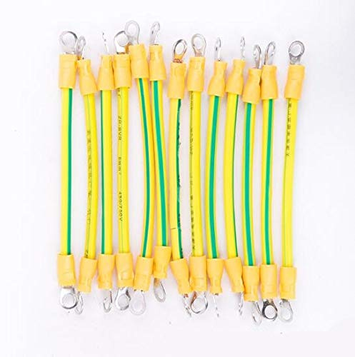 Davitu Terminals - 10pcs ground lead double-end 5mm bore Crimp Female/Male insulated round ends Terminals With wire and Insulating Sleeves - (Color: 2.5 SQMM 200mm)