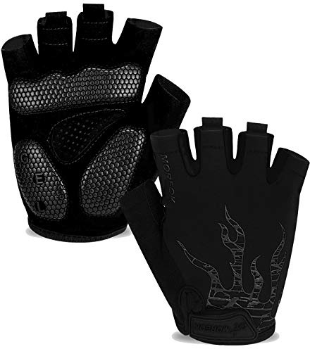 MOREOK Cycling Gloves for Men/Women |5MM Gel Bike Bicycle Gloves|Gel Padding|Silicone Grip|All Day Comfort|Anti-Blister|Outdoor Sports（Black-M
