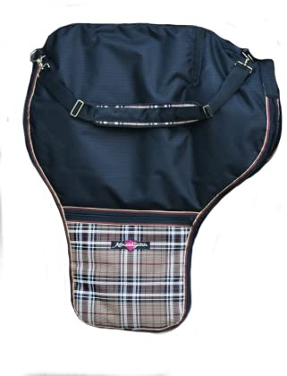 Kensington Padded Western Saddle Carry Bag with Shoulder Strap & Exterior Side Pockets - Fits a 17 Western Saddle - Color: 121 - Deluxe Black