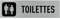 Pictogramme Toilettes (Q0006). Signalisation Porte - 170 X 50 mm - Autocollant souple ou plaque alu brossé 2mm. - Adhésif aspect aluminium brossé - Adhésif aspect aluminium brossé -