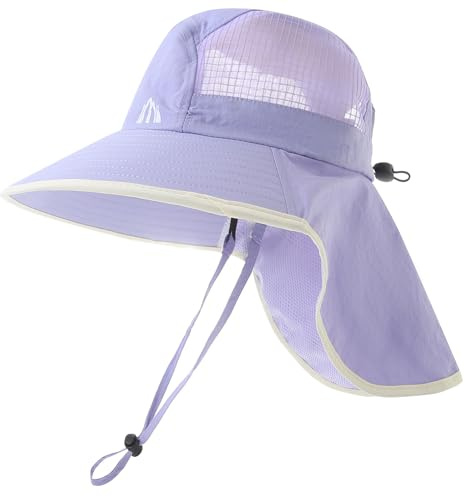 Womens Wide Brim UV Sun Protection Hats Foldable Waterproof Fish Hat Women with Neck Flap Light-Purple