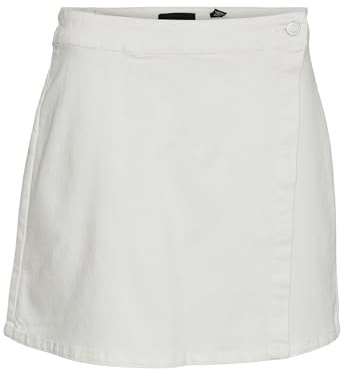 VERO MODA Vmwild Millie Short Skort Pantaloncini, Bianco Neve, Dettaglio: nue026 Argento Brillante + Bianco Brillante, L Donna