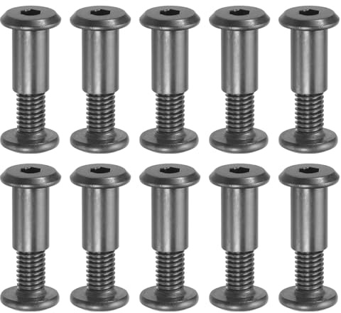 PATIKIL Viti Esagonali Chicago M8 x 16 Mm, 10 Set Viti Legatura Viti Collegamento Esagonali con Dado a Incasso per Riparazione Mobili Album Pelle Cintura Foto, Nero