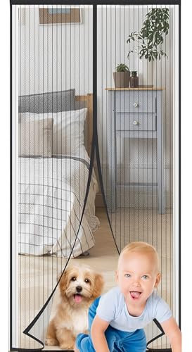 WTZWYFWJ Zanzariera Magnetica per Porte 90x210cm,Tende Zanzariere con Calamita per Finestre,per Porte Anti Zanzare Calamite Tenda Anti Zanzare Insetti Facile da installare per porte da balcone-Nero