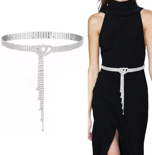 Cintura in Vita con Strass da Donna, Cintura Donna con Strass Elegante Cintura Gioiell, Cintura in Vita Moda, Cintura Regolabile in Vita per Abito in Jeans