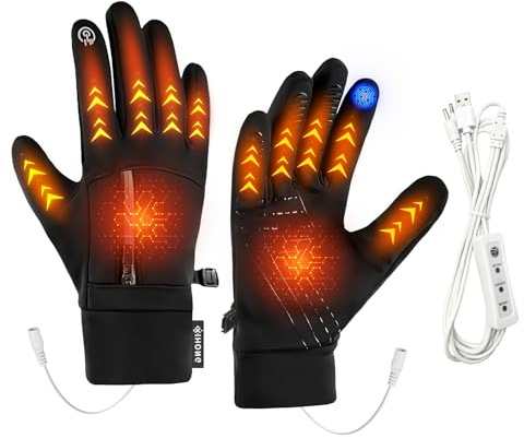 Heated Gloves for Men Women, Waterproof Windproof Anti-slip Bike Gloves, 3 Adjustable Temperature Washable Thermal Gloves for Driving Cycling Hiking Skiing