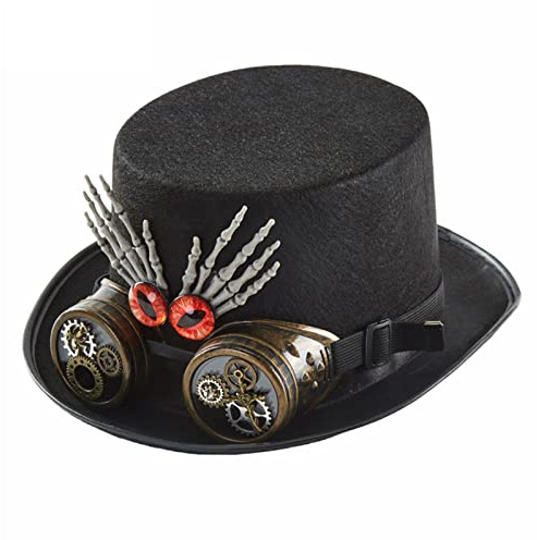 ZYMIADOU Steampunk Cappelli A Top Per Gli Uomini Con Occhiali Da Viaggiatore Del Tempo Cappello Halloween Accessori Steampunk