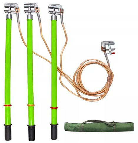 ZJKXJH Asta di Messa a Terra ad Alta Tensione Asta di Messa A Terra Elettrica Ad Alta Tensione E Set di Cavi di Messa A Terra, Asta di Messa A Terra Elettrica da 10 KV(Green,Pole 1m/3.3ft)