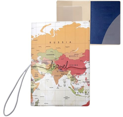 Funda para Pasaporte, Organizador de Pasaporte con Tarjetero de PU, Cierre de Banda Elástica para Pasaporte, Tarjetas de Embarque, Tarjetas de Crédito, Tarjetas de Visita, para Mujeres y Hombres