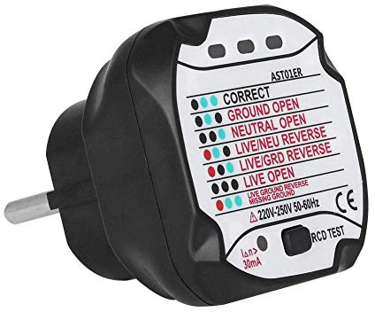 BSIDE AST01 Socket Tester Steckdosenprüfer GFCI Outlet Tester Automatische elektrische Stromkreisdetektor Wandsteckdose Tester(220V EU Plug)