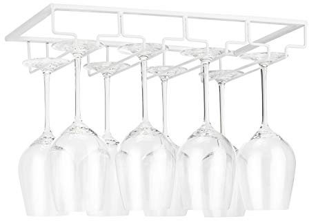 FOMANSH Weinglashalter unter dem Schrank, Gläserhalterung für Weingläser Stielgläser, hängender Weinglasregal aus Metall, Gläser-Aufbewahrung für Küche, Bar und Restaurant, Braun