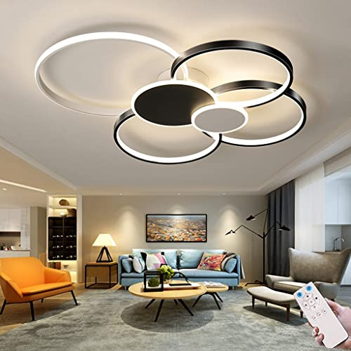 RRBEST Dimmbare LED-Deckenleuchte Mit Fernbedienung - Kreativer Kreis Design Metall-Leuchte Für Wohnzimmer, Schlafzimmer, Küche, Esszimmer Und Büro