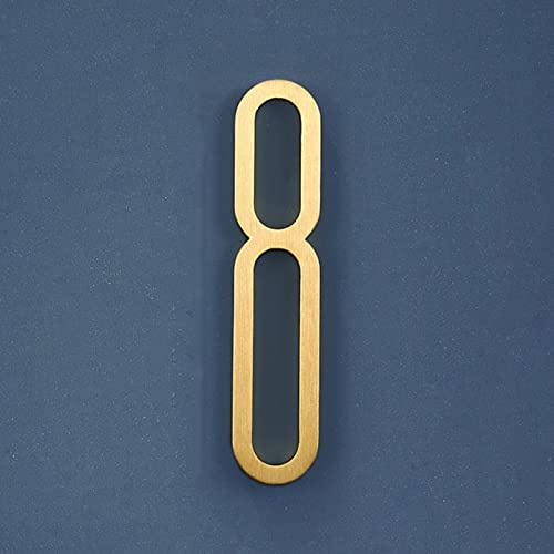 7cm Solid Brass 3D House Plaque Numbers 0-9 Letters A-Z Dash Sign Adhesive Glued Hotel Office Door Number Indoor Mailbox Address Digital Alphabet for Home Outdoor Plates Doorplate Room (8)