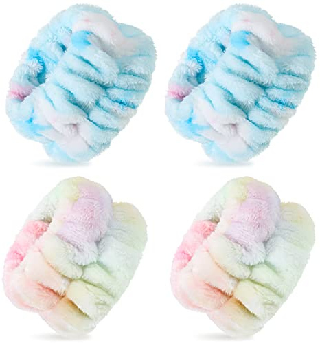 2 Paar Gesicht Waschen Armbänder Weiches Elastisches Handgelenk Spa Waschband Tragbares Saugfähiges Handtuch Arme Handgelenk Schweißband für Damen Makeup (Bunt)