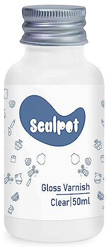 Air Dry Clay Gloss Varnish, 50ml Gloss Finish Glasur für Ton, Hochglanz & Kratzfest & Wasserfest, Klarlack Entwickelt für Lufttrocknender Ton