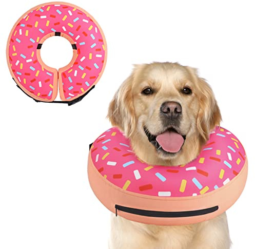 Supet Inflatable Dog Cone Collar Alternative After Surgery, Doggie Neck Donut Collar Recovery ECollar, Soft Dog Cone for Small Medium Large Dogs
