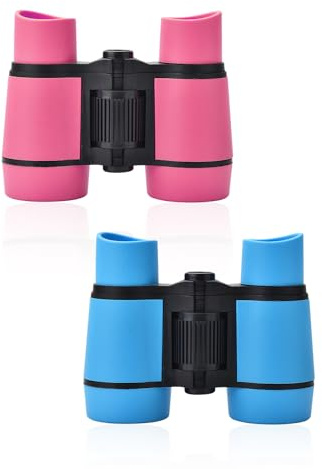 KSBBHDS Jumelles télescopiques pour enfants - 4 x 30 - Jumelles réglables - Jouet éducatif pour enfants (bleu, rose)