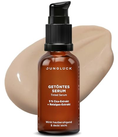 JUNGLÜCK Getöntes Serum Gesicht – Vegan | Pflegende Foundation mit Hyaluron | Gesichtsserum für einen natürlichen No-Make-Up Look mit leichter Deckkraft für einen gleichmäßigen Teint - Sehr Hell
