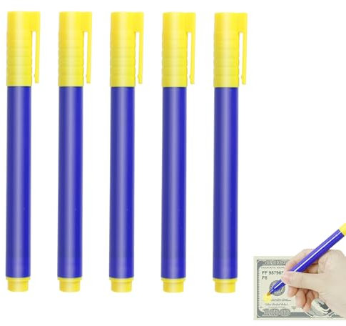 Annlpoy 5 Stück geldscheinprüfer stift prüfstift für geldscheine falschgeld prüfer euro,Geldscheinprüfer Stift für Falschgelderkennung, Geeignet für US-Dollar, Euro, Pfund, Yen, Won - Tragbar, Schnell