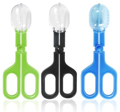 LGYUWER 3 Pcs Reptile Poop Tongs Feeding Clamp Plastic Transparent Clamp Cage Fish Tank Feeding Tool for Reptile Hedgehog Hamsters Guinea Pig Lizard Spider Bearded Dragon