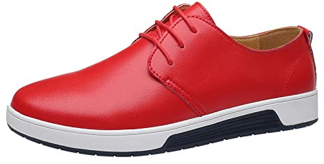 Oxford - Scarpe da uomo in pelle, da sposa, eleganti, business, classiche, con lacci, leggere, larghe, in vernice, Colore: rosso, 44 EU