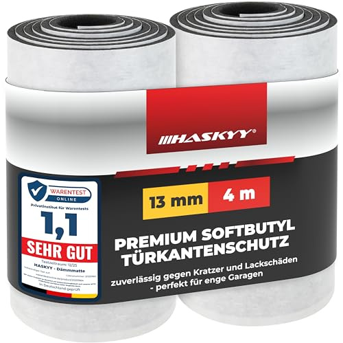 HASKYY Protector de bordes de puerta de coche para garajes, 2 ruedas de 25 x 200 x 0,13 cm, autoadhesivo e impermeable, protección de pared de garaje, protector contra golpes negro de caucho butílico