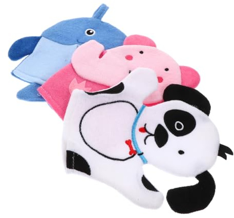 OSOLADY Lot de 3 Éponges de Bain Exfoliantes pour Garçon et Filles Motifs Animaux, Douces et Lavables, pour Toilette Quotidienne Garçon Fille Plusieurs styles