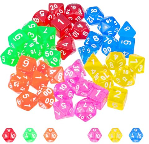 42 Pcs for DND Dice Set, Polyhedral Dice Set, Coloured Gaming Dices, D4 D6 D8 D10 D12 D20 for DND MTG Table Games RPG