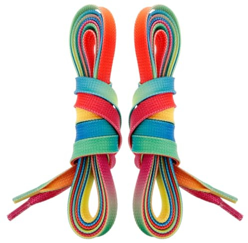 ASAKKURA Cordones Encerados Planos Degradado Arcoíris para Patines de Hockey sobre Hielo, 182 Cm, Poliéster Resistente al Agua, Cordones Decorativos para Hombre y Mujer, Accesorios