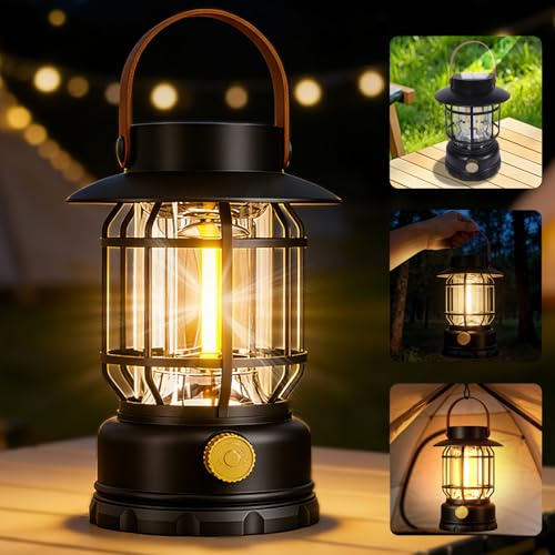 NXPZ Lampada da Campeggio, Lampada da Campeggio LED Portatile, Alimentata a Energia Solare, Ricarica USB, Impermeabile IPX4, Dimmerabile Senza Livelli, per Campeggio, Emergenze, Pesca, Escursionismo